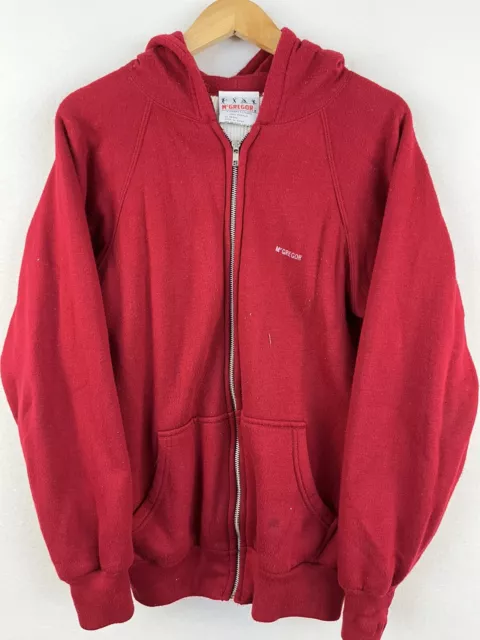 Vtg McGregor Red Full Zip Hoodie Mens Small Waffle Lined Sweatshirt