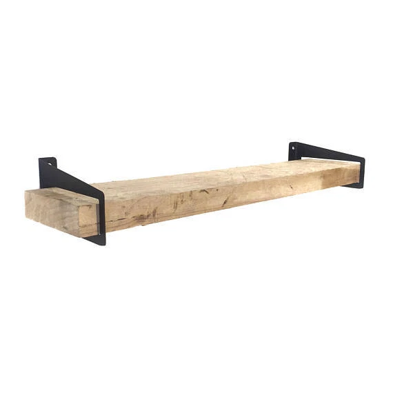 FREE SHIPPING Set of 2, Bent Metal Industrial Stirrup Shelf Brackets Flat Black