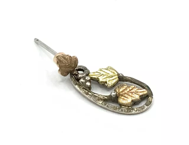 Black Hills Gold Sterling Silver & 12K Gold 2 Tone Leaves Small Single 1 Earring