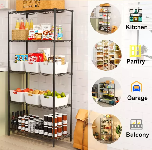 Heavy Duty Adjustable Wire Shelving Unit Metal Storage Rack Shelf Organizer 90cm 2