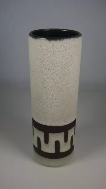 Vintage Steuler Ceramic Beige Brown Geometric Pattern Vase 50 60s 70s WGP Lava 2