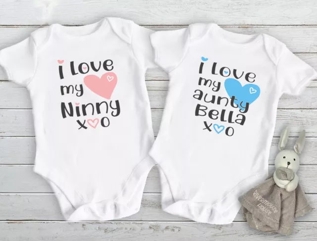 Personalised Baby Bodysuit, I Love my Family, Add Your Name Custom Print Romper