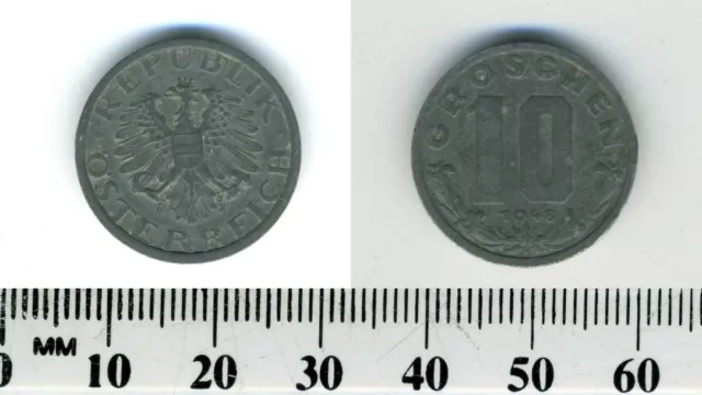 Austria 1948 - 10 Groschen Zinc Coin - Imperial Eagle with Austrian shield 9