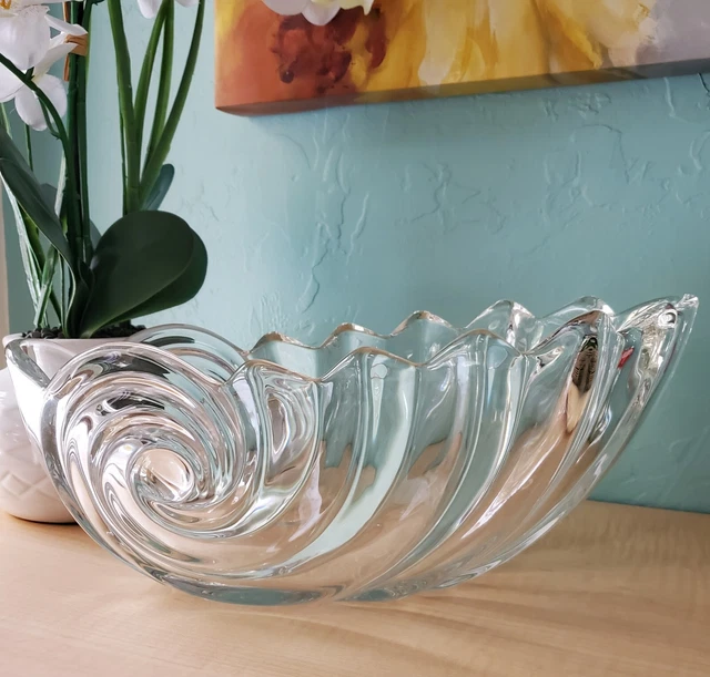 Mikasa Clearwater Crystal Ocean Wave Nautilus Buffet Bowl  Germany Glass Shell