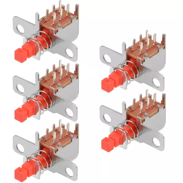 Push Button Switch, DPDT 6 Pin 1 Position Self-Locking Red 5pcs