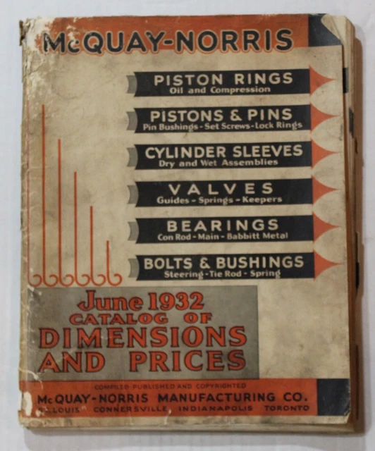 MCQUAY NORRIS ENGINE Parts Book 1932 Catalog 124.27 PicClick CA