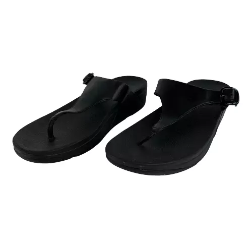 Fitflop The Skinny Women’s Black Leather Thong Sandals Flip Flop B28-090 Size 9