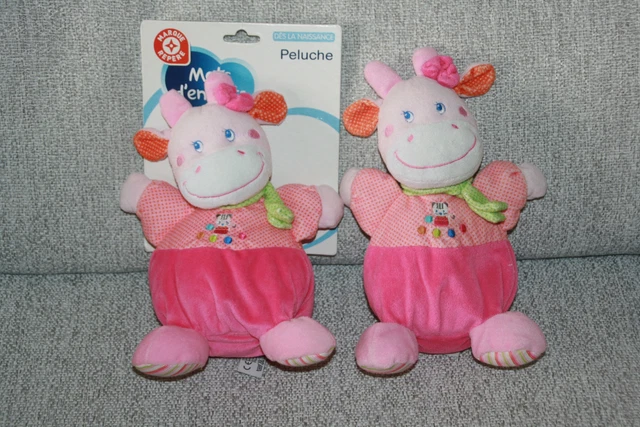 Mots D'enfants 2 Doudou Vache Girafe Rose Echarpe Vert Chat Ronds Pois Neuf/Kom9
