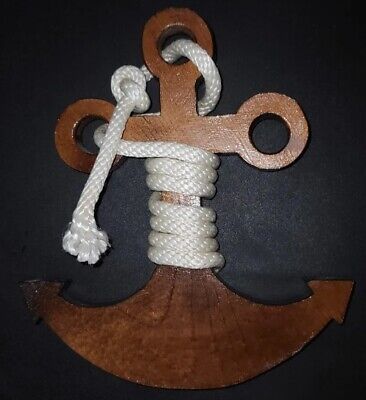 Wood Anchor Nautical Wall Hanging with Rope 10.5" x 9"