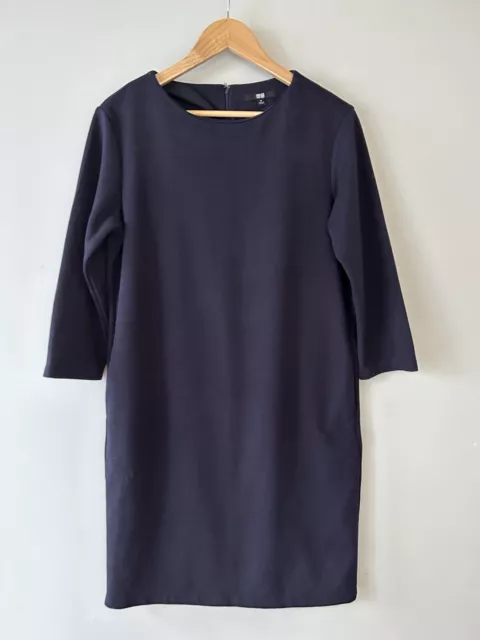 UniQlo Navy LS Shift Dress Size M Medium Womens Smart Casual