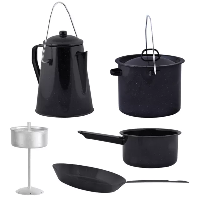 Esschert Design Outdoor Kochset FF215, 4-teilig, Kochgeschirr, Camping, Geschirr