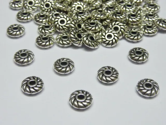 100pcs Tibetan Silver Metal Coin Spacer Beads 6mm x 2mm Jewellery Making Craft