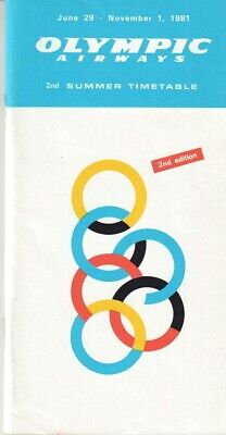 Olympic airways timetable 1981/06/29