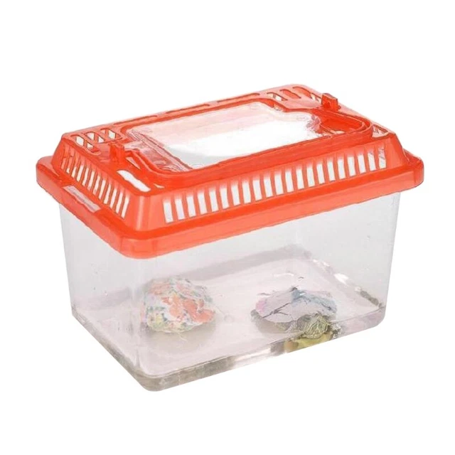 Portable Handheld Plastic Fish Tank Transparent Cutout Design For Turtle PetF'KX