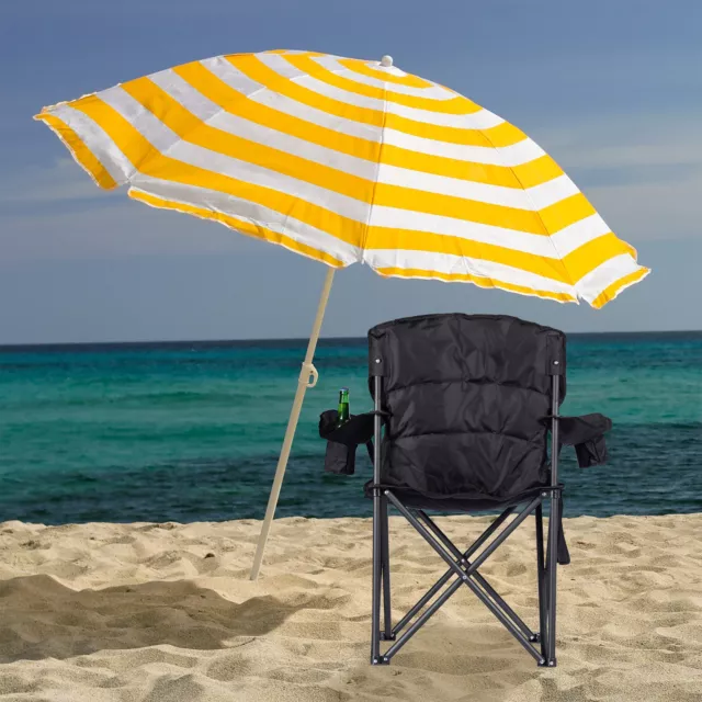 Fauteuil de pêche chaise de camping pliante porte-boissons poche de rangement 2