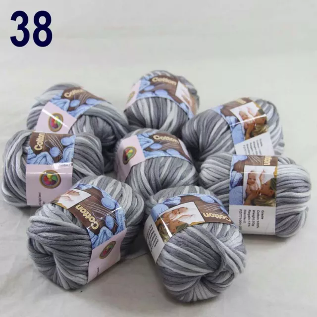 8BallsX50g Special Thick Worsted 100% Cotton Hand Knitting Yarn Mom Gray White