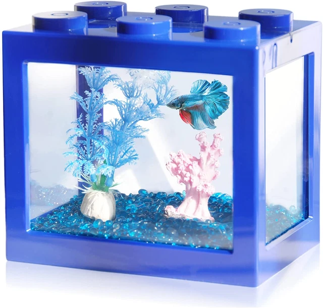 Small Betta Fish Tank, Stackable Mini Fish Tank Aquarium Tank Kit, 3/5 Gallon Re