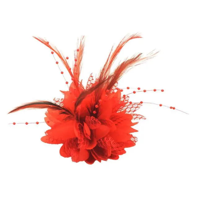 Accesorios para cabello con clip de pluma de novia con flor