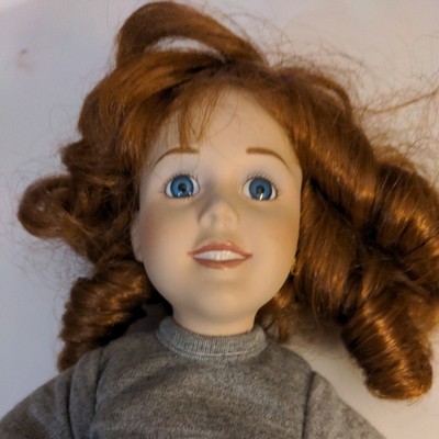 porcelain doll Girl Red Hair Blue Eyes