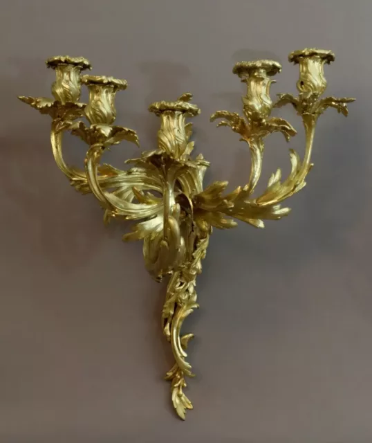 PAIRE DE GRANDES APPLIQUES LOUIS XV XIXème - PAIR OF LOUIS XV WALL LIGHTS XIXth 3