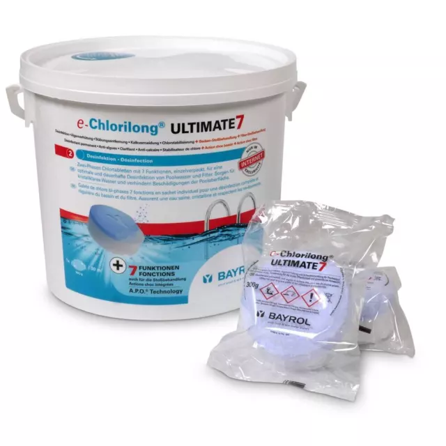 e-Chlorilong ULTIMATE 7, 4,8 kg BAYROL | 300g-Tabletten  für Pool | Schwimmbad