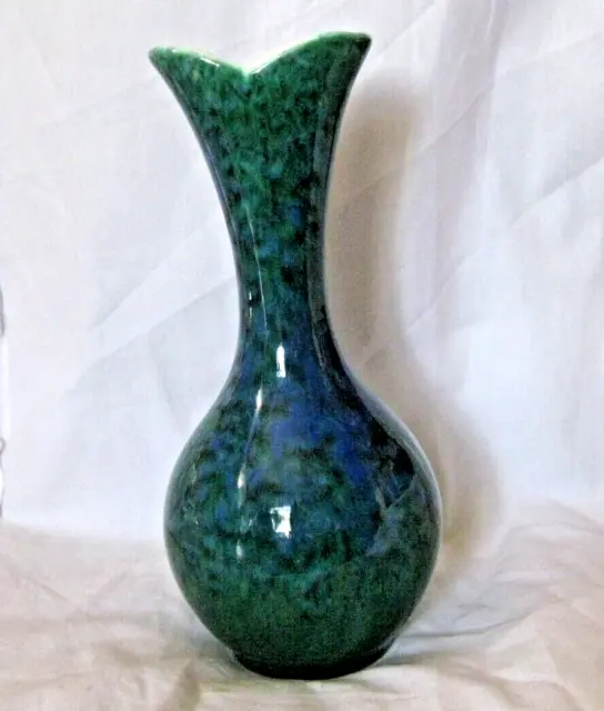 Haeger Pottery Green & Blue Drip Glaze Vase Mid Century Modern 8 1/4"