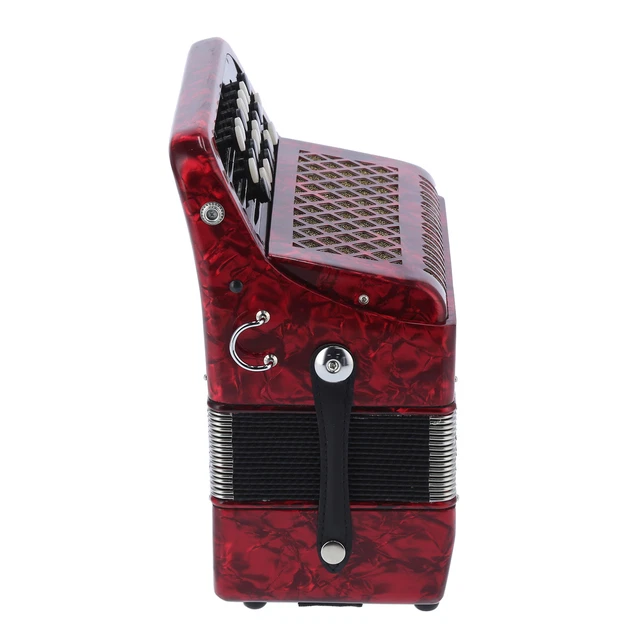 (Red)Accordian 22 Key 8 Bass Professional Button Reed Instrument For Begin GDT