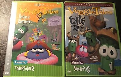 Lot of 2 Veggietales DVD's A Lesson In Sharing & Thankfulness New Sealed/Opened