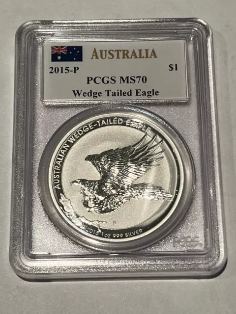 2015-P Australia $1 Wedge Tailed Eagle PCGS MS 70 Signed John Mercanti PERFECT!!