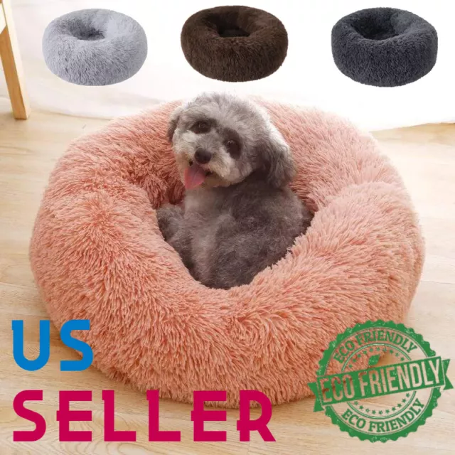 Calming Fluffy Pet Bed | Anti-anxiety Cat Bed | Donut Round Dog Bed | Pet Nest
