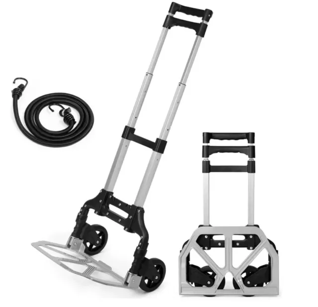 80kg Heavy Duty Folding Aluminium Hand Truck Trolley Wheel Sack Cart Bungee Cord