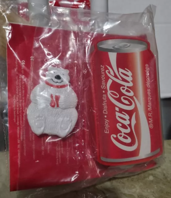 Vintage 1997 Burger King Coca Cola Can Polar Bear Figure Toy Sealed