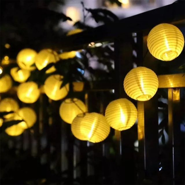 20m Party LED Lampions Lichterkette Strom Lampion Warmweiß Deko Garten Außen