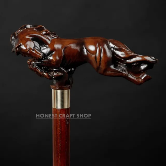 Horse Hand Carved Wooden Walking Stick Horse Handle Walking Cane Christmas Gift