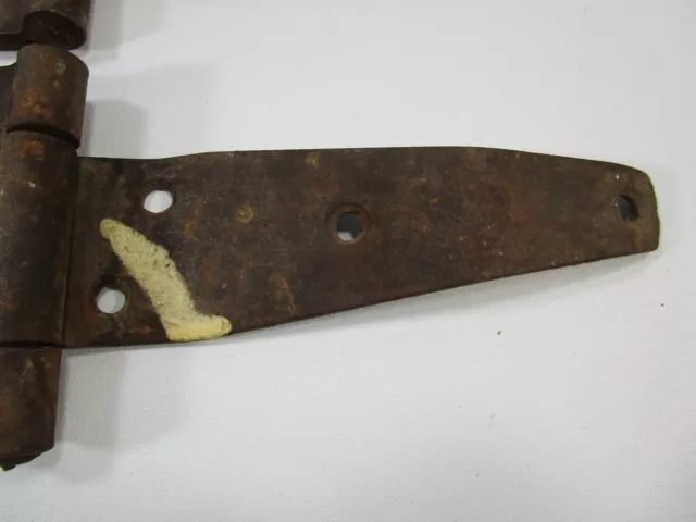 Antique Vintage Set pair Of forged Iron Barn Door Strap Hinges unusual 11.5" 4