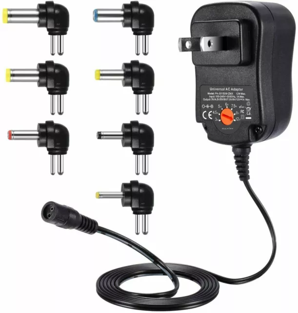 Power Adapter for AC Input 110-240 Volts 12W 3V-12V Universal AC to DC Supply