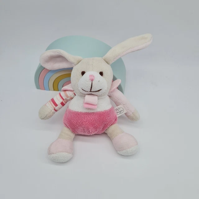 01 - Petite Peluche Lapin Doudou Et Compagnie Rose Grelot Hochet Scratch Neuf