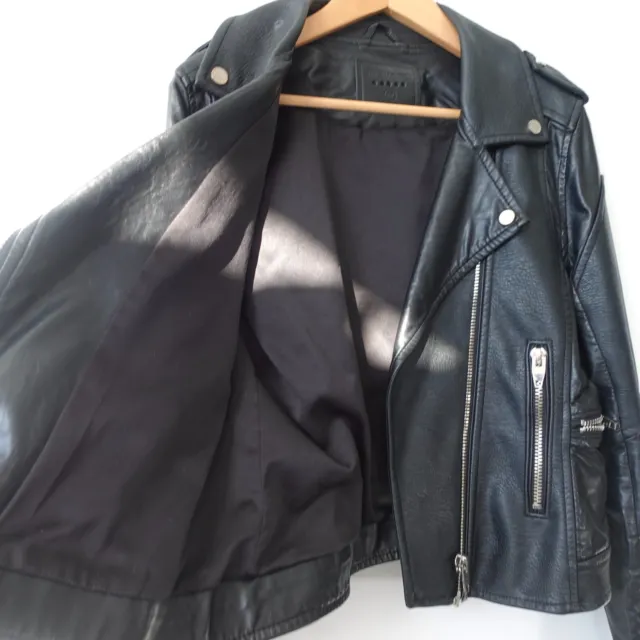 Black Moto Leather Jacket Womens Size Medium Biker Riding Rock Faux BLANKNYC 2