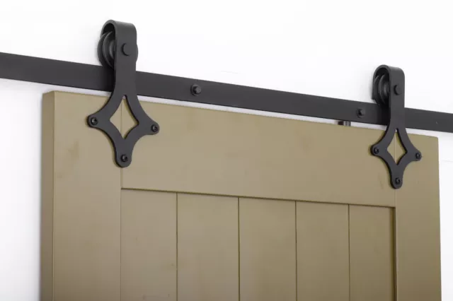 8 FT Sliding Barn Door Hardware Kit Black Modern Closet Hang Style Track Rail