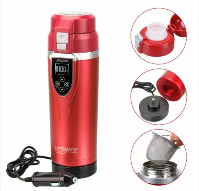 car 12V Stainless Steel Adapter Travel Mug Car Electric Heating Water Cup Kettle