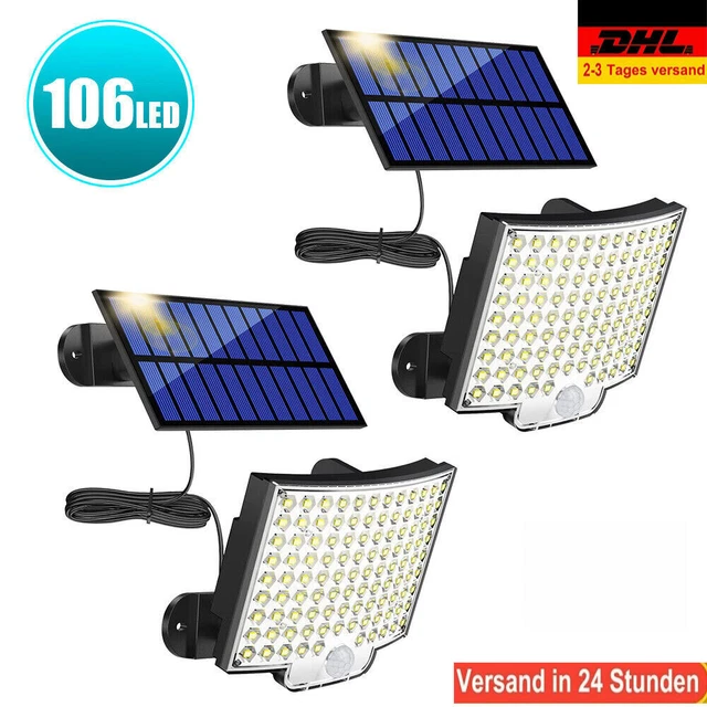 1/2XLED Solarleuchte mit Bewegungsmelder AußenLampe Fluter Sensor Strahler Licht