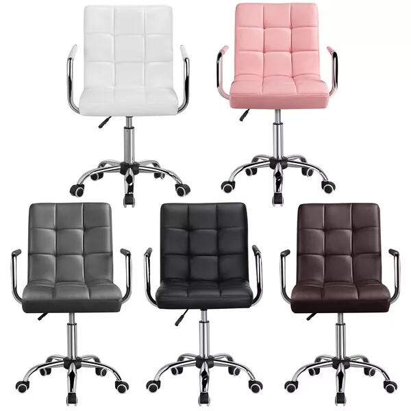 Silla Oficina de Cuero Artificial con Ruedas Soporte Lumbar para Oficina Estudio