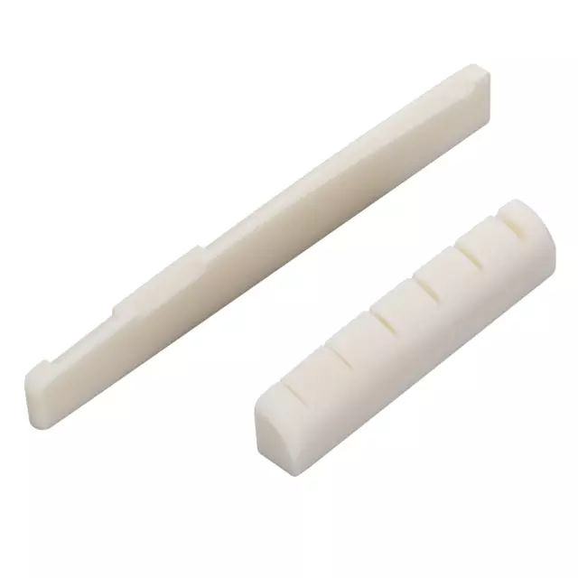 1Set 6 String Acoustic Guitar Bone Bridge Saddle and Nut Made of Real Bone