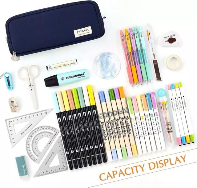 Pencil Case Large Capacity Pouch 3 Compartments Gift Bag for Students unisex 2