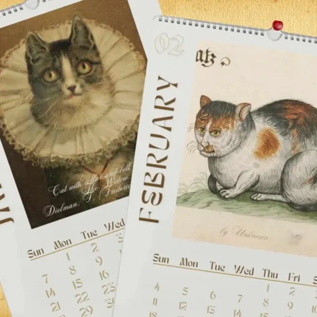 Europe Ugly Cats In Renaissance Painting 2024 Monthly Wall Hanging Calendar