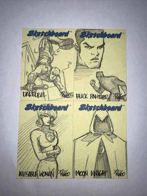 1998 SkyBox Marvel Creators Collection Sketchboard Yellow (4 Cards)