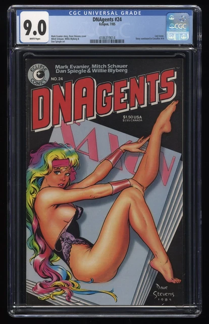 DNAgents #24 CGC VF/NM 9.0 White Pages Dave Stevens Cover! Last Issue Eclipse