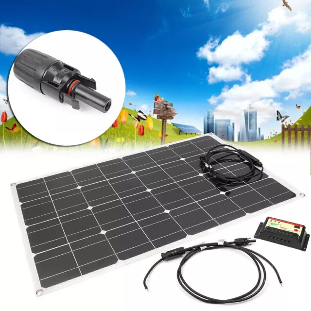 80W Flexible Solar Panel +12V/24V Solar Controller Fit RV Boat