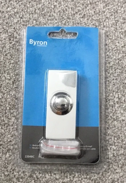 Byron 2204BC Hard-Wired Surface Mounted Bell Push – Chrome Doorbell Button For Wired Circuits (Non-Illuminated)