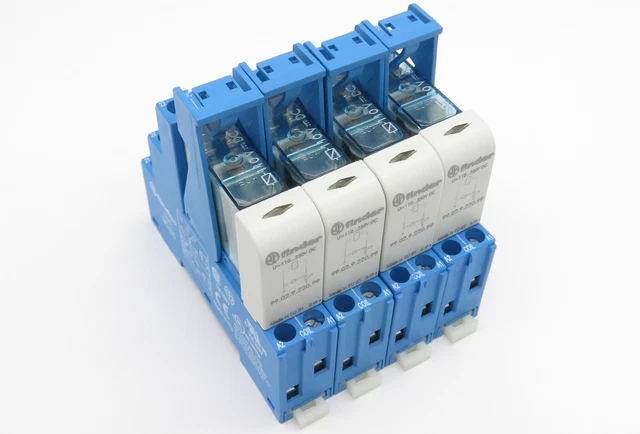 4x FINDER Relais 40.52.9.110.0000 110V DC 2W 8A LED Modul 99.02.9.220.99 + 95.05